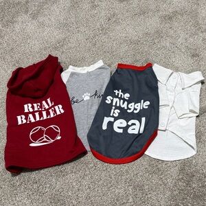 Set of Three Dog Shirts - Red, Gray, White